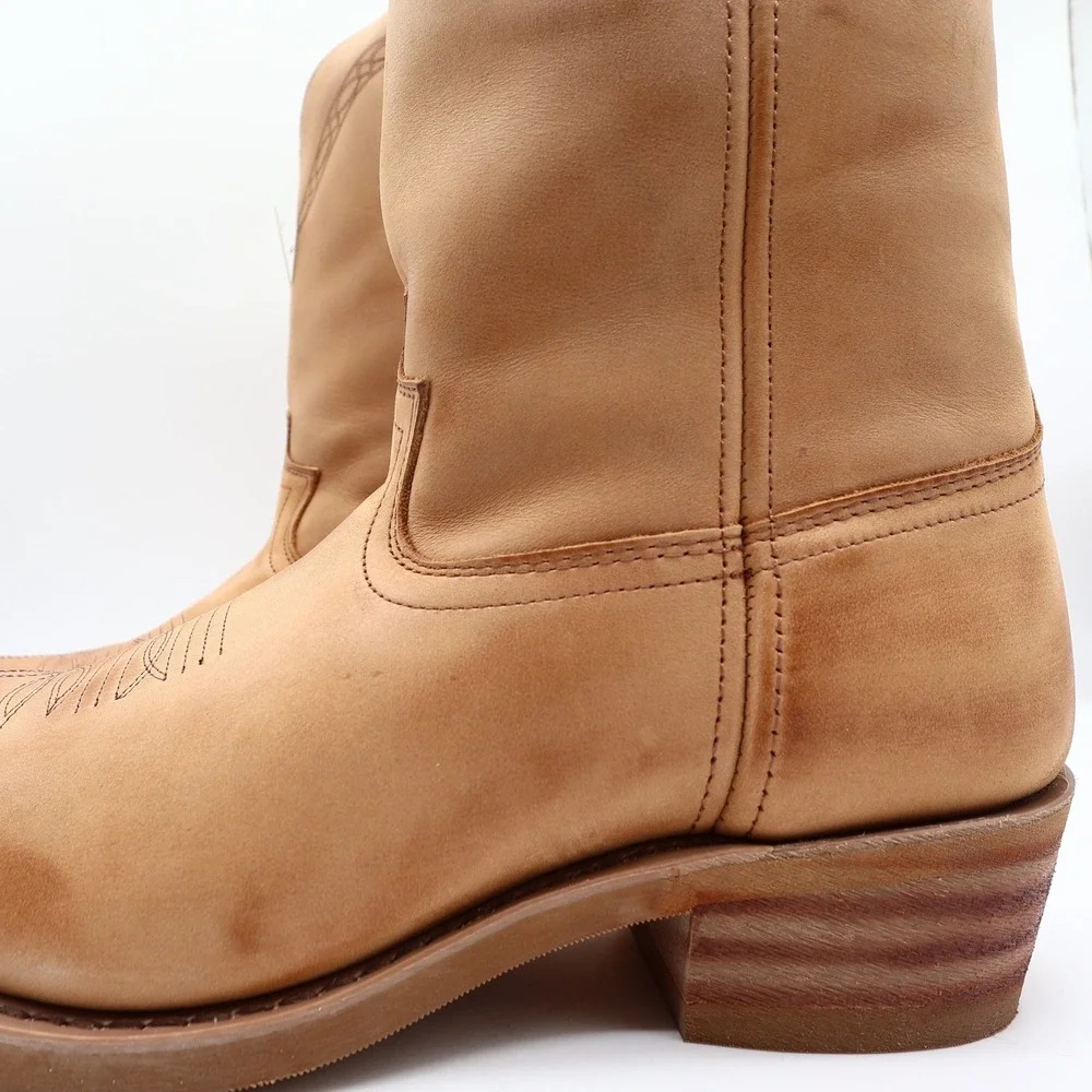 Laredo Y2K Western Boots Mens 12 D Tan Brown Leather Work Cowboy 2104 NIB